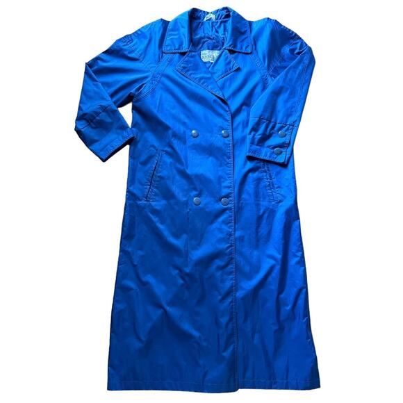 Vintage 80's Raingear Royal Blue raglan Sleeves Raincoat size 10 - Picture 2 of 12